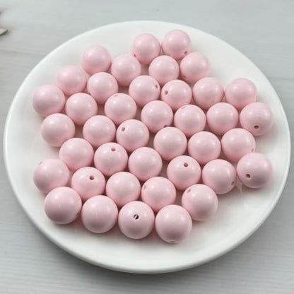 40pcs Acrylic Round Beads for Crafts 18mm Resin Candy Color Spacer Beads with Hole for Jewelry Making Sewing Crafts Decoration Necklaces Bracelets Earrings Supplies(Light Pink) - Image 2