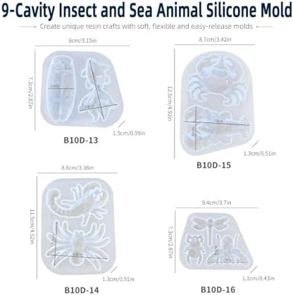 4 PCS Insect Silicone Resin Molds Set – 3D Bug Epoxy Casting Mold Kit - Image 5
