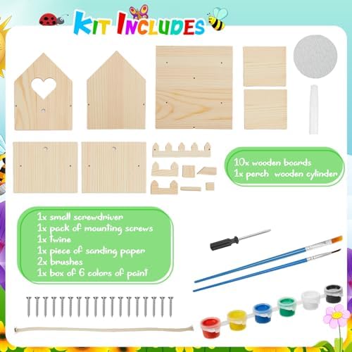 Juexica 2 Pack DIY Birdhouse Kits for Kids 8+ Build and Paint, Love Shaped - Image 4