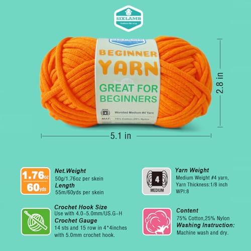 3 * 50g/1.76oz Yarn for Crocheting and Knitting, 3 * 60yds Beginner Yarn with Easy-to-See Stitches; Worsted-Weight Medium #4;Amigurumi-Friendly Crochet Kit(Blue+Orange+Purple) - Image 2