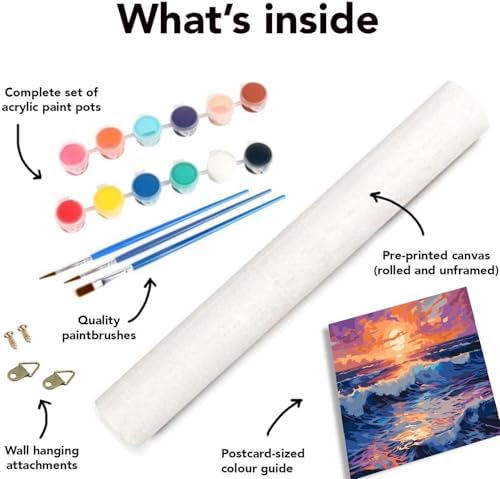 Clendo Beach Paint by Numbers Kit for Adults Beginner, Colorful Seaside Painting by Number on Canvas, DIY Acrylic Sunset Adult Paint by Number Kits for Home Decor Gift 16x20 Inch - Image 7