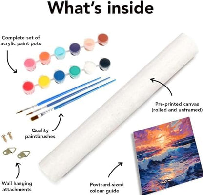 Clendo Beach Paint by Numbers Kit for Adults Beginner, Colorful Seaside Painting by Number on Canvas, DIY Acrylic Sunset Adult Paint by Number Kits for Home Decor Gift 16x20 Inch - Image 7