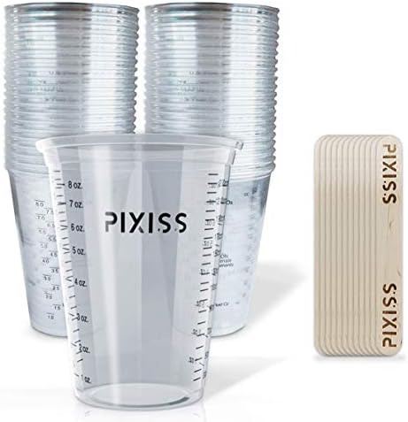 Alumilite Clear Cast Epoxy Resin Kit - 32 Ounce, 20 Disposable Plastic Mixing Cups, Pixiss Mixing Sticks Bundle - Image 3