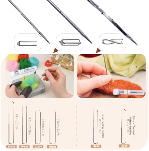SOCNITC 70 Pcs 4 Sizes Felting Needles Tool Kit with Needle Felting Pad - Image 3
