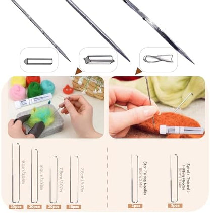 SOCNITC 70 Pcs 4 Sizes Felting Needles Tool Kit with Needle Felting Pad - Image 3