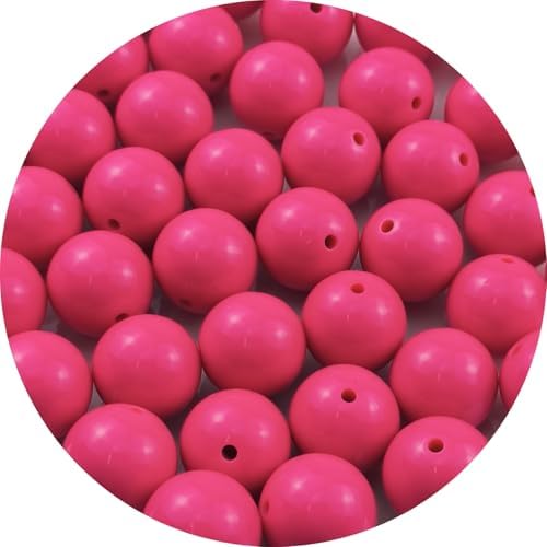 40pcs Acrylic Round Beads for Crafts 18mm Resin Candy Color Spacer Beads with Hole for Jewelry Making Sewing Crafts Decoration Necklaces Bracelets Earrings Supplies(Rose Red) by Unknown