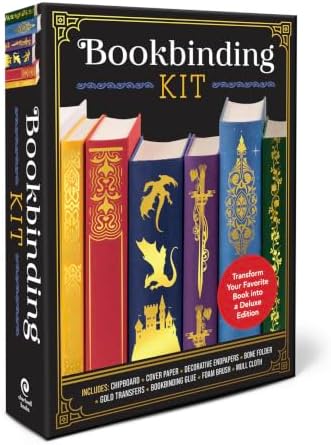 Bookbinding Kit: Transform Your Favorite Book into a Deluxe Edition - Includes: Chipboard, Cover Paper, Decorative Endpapers, Bone Folder, Gold Transfers, Bookbinding Glue, Foam Brush, Mull Cloth - Image 5