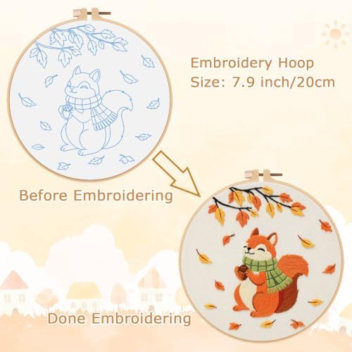 Louise Maelys Autumn Squirrel Embroidery Kit for Beginners Adults - Image 7