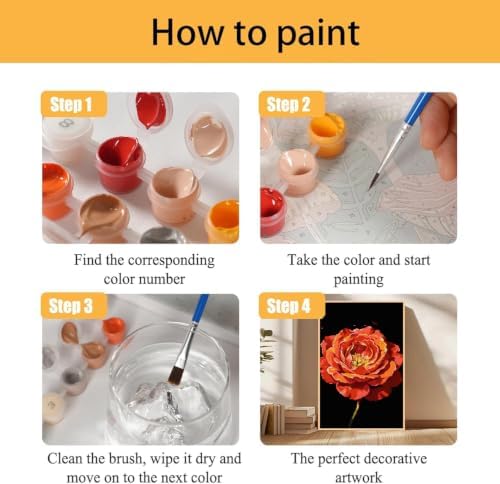 Mowana Peony Paint by Numbers Kit for Adults Beginners - Image 4