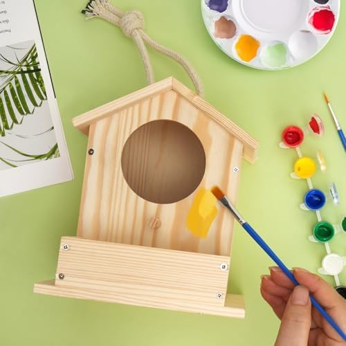 LotFancy Bird House Kit, 2 Pack, DIY Wooden Birdhouse Kits, Arts and Crafts Painting Kit for Kids, Build and Paint, Including Paints & Brushes - Image 4