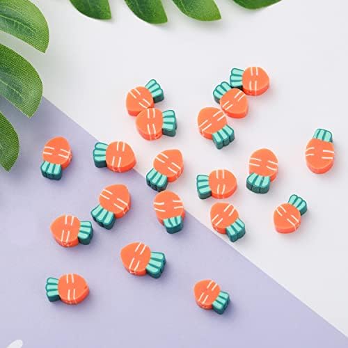 100pcs Carrot Polymer Clay 10mm Spacer Beads for Women Jewelry Making DIY Bracelet Necklace Hair Clip Easter Favor (Carrot) - Image 3