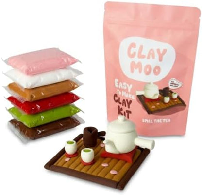 Tea Set Clay Kit – Air Dry Foam Clay Craft for Adults & Teens by Claymoo
