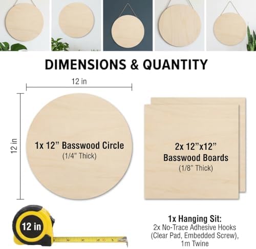 12 Inch Door Hanger Kit for Crafts, Unfinished Wood Sign Blank - Image 4