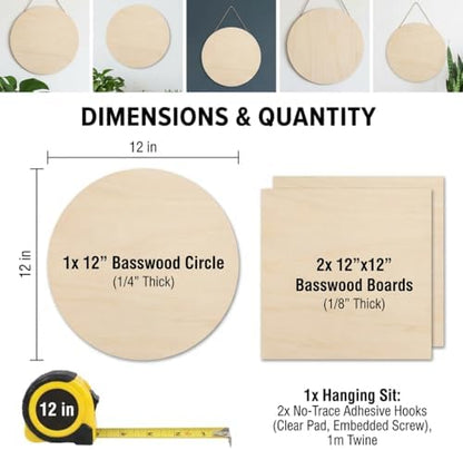12 Inch Door Hanger Kit for Crafts, Unfinished Wood Sign Blank - Image 4