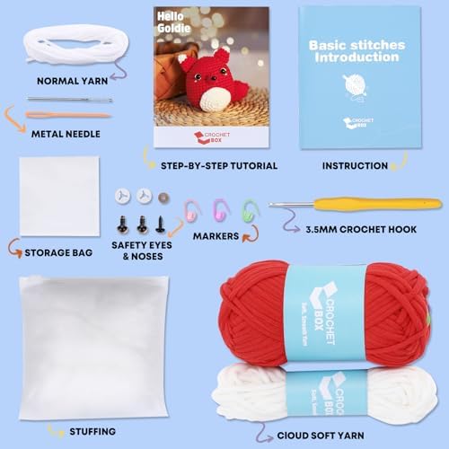 CrochetBox Red Fox Crochet Kit for Beginners, Easy Craft for Adults - Image 3