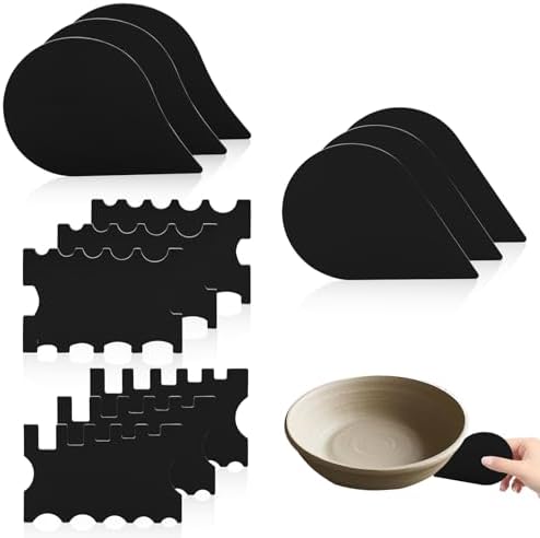12Pcs Acrylic Pottery Rim Lifter and Pottery Ribs Foot Shaper Kit Pottery Ribs Pottery Carving Tools Pottery Shaping Toolm for Plate, Bowl,Slab Forms DIY Carving Molds Clay Ceramics,4 Design by EVERDIJ