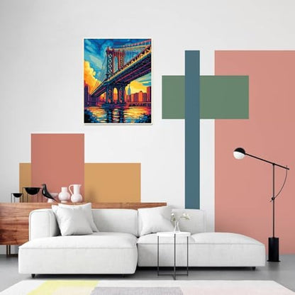 Manhattan Bridge Paint by Numbers Kit for Adults Beginner Sunset Oil Painting Kit Adult Paint by Number Kits on Canvas DIY Painting for Beginners Art by Numbers for Gifts Home Wall Decor 16x20 Inch﻿ - Image 4
