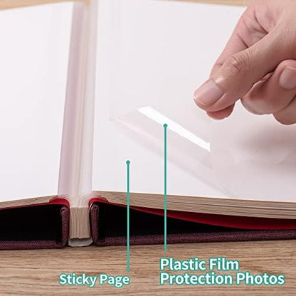 Large Photo Album Self Adhesive 4x6 8x10 10x12 13"x12.8" Magnetic Scrapbook Album 12.6"x11" Inch 60 Sticky Pages Linen Cover DIY Photo Album with A Metallic Pen and DIY Stickers(Purple) - Image 4