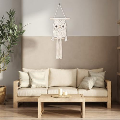 BEUNITONE Leisure Arts Macrame Kit for Beginners Owl Macrame Kit DIY Macrame Kit with Instructions Video Macrame Wall Hanging Supplies Dream Catcher Kit for Room Wall Decoration Easy to Install - Image 4