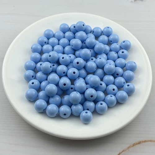 100pcs Acrylic Round Beads for Crafts 12mm Resin Candy Color Spacer Beads with Hole for Jewelry Making Sewing Crafts Decoration Necklaces Bracelets Earrings Supplies(Blue) - Image 2