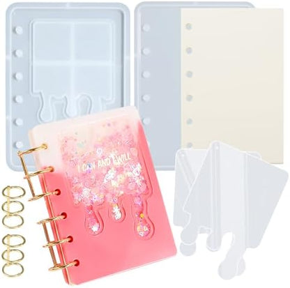 FUNSHOWCASE DIY Resin Shaker Journal Kit Dripping- Complete Set with Notebook Molds, Binder Refills by FUNSHOWCASE