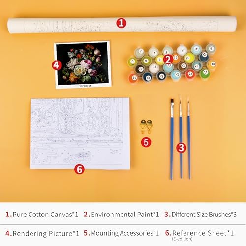 TUMOVO Colorful Flowers Paint by Numbers Craft Kit for Adults - Image 3