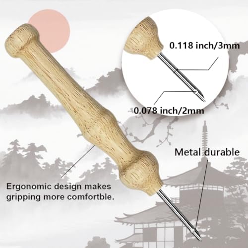 BEUNITONE 2Set Punch Needle Kit with Frame for Adults Beginners, Japanese Style Needlepoint Crafts Kit for Adults, Complete Embroidery Starter Kits with Pre-print Pattern for Gift Home Decor 9.4"x9.4" - Image 3