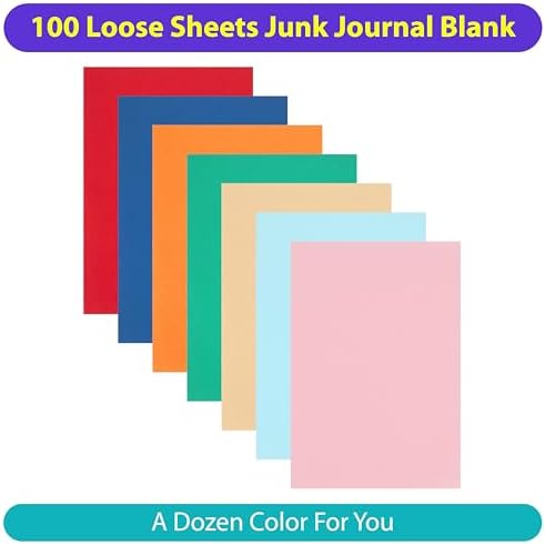 Junk Journal Loose Leaf Paper, 100 Unique Sheets 200 Pages, 8.5" x 5.5" - Image 4