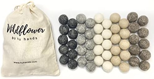 Wildflower by hu hands Weathered Naturals Wool Felt Balls (50) Pom Poms in Neutral Earth Tones for Crafts, Garland, & Decor .8-1 Inch Size | Hand Felted in Nepal 100% NZ Wool | Bag Included - Image 2