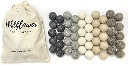 Wildflower by hu hands Weathered Naturals Wool Felt Balls (50) Pom Poms in Neutral Earth Tones for Crafts, Garland, & Decor .8-1 Inch Size | Hand Felted in Nepal 100% NZ Wool | Bag Included - Image 2