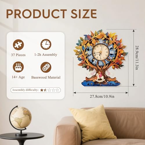 3D Wooden Puzzles for Adults-Tree of Life Clock Puzzle-Adult Craft - Image 3