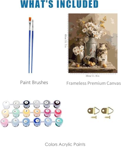 Daisy Flower Paint by Numbers Kit for Adults Framed Canvas, Frameworkless - Image 3