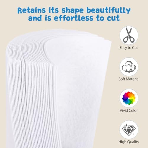12x8 Inch 66Pcs White Felt Sheets, Craft Supplies, - Image 3