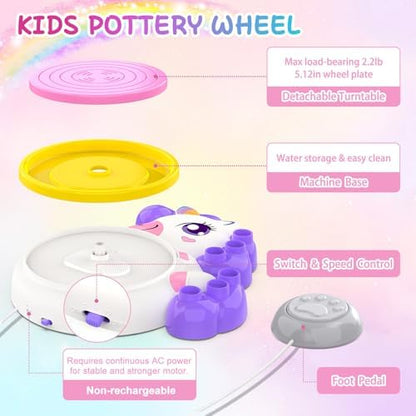 Pottery Wheel for Kids, Unicom Craft Kit Arts and Crafts for Kid Ages 6-12 - Image 3