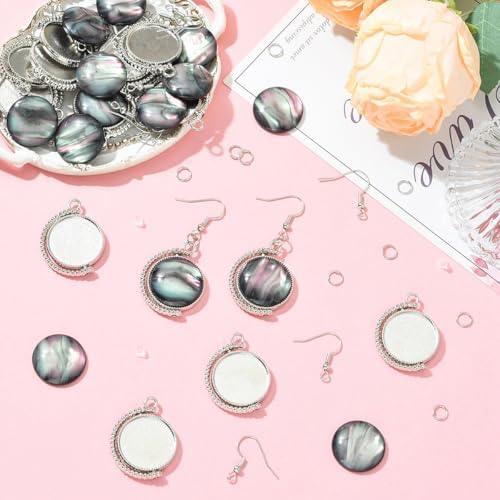 Elowynvelle DIY Dangle Earring Making Kit, Include Zinc Alloy Pendant Trays, Resin Cabochons, Jump Rings & Earring Hooks, for Jewelry Making DIY Earring Accessories - Image 4