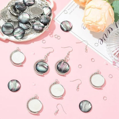 Elowynvelle DIY Dangle Earring Making Kit, Include Zinc Alloy Pendant Trays, Resin Cabochons, Jump Rings & Earring Hooks, for Jewelry Making DIY Earring Accessories - Image 4