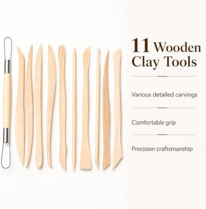 11 Pcs Clay Sculpting Tools, Double Ended Clays Modeling Tools Pottery Wooden Sculpting Tool Polymer Pottery Dough Modeling Tool Kit for Cutting Carving Shaping Detailing - Image 3