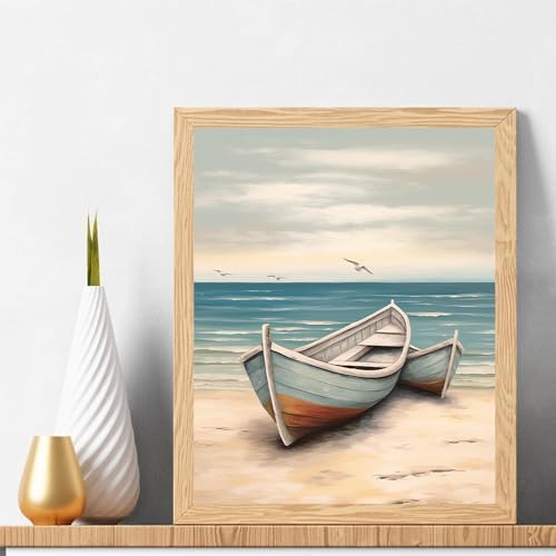 Natuyalo Boat Paint by Numbers Kit for Adults - Beach Seascape Paint by Number on Canvas Without Frame, DIY Acrylic Painting for Ideal Gift Home Wall Decor (16x20 Inch) - Image 2