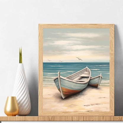 Natuyalo Boat Paint by Numbers Kit for Adults - Beach Seascape Paint by Number on Canvas Without Frame, DIY Acrylic Painting for Ideal Gift Home Wall Decor (16x20 Inch) - Image 2