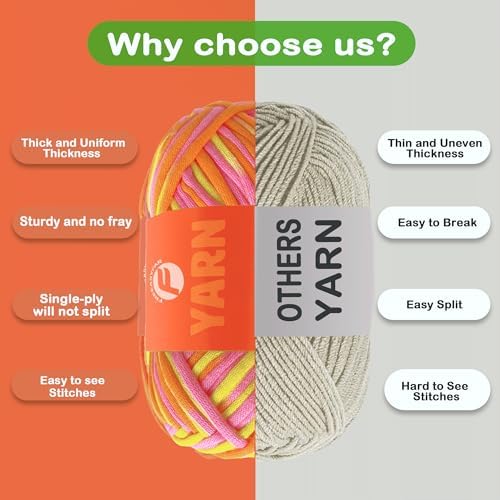 4x50g Beginner Easy Yarn Kit for Crocheting and Knitting; Worsted-Weight Medium #4;Crocheting and Knitting kit with Tool Set (Sunglow+Blue+Green+White, 4 Skein) - Image 3