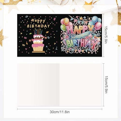 antor 6 Pcs 5D Diamond Painting Greeting Card Kits, Laser Effect Diamond Art Birthday Cards Special Shaped Diamond Art Postcards Crafts for Birthday Holiday (30x15cm) - Image 3