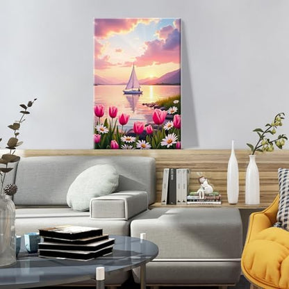 ATDMS Paint by Numbers Kit for Adults, Flowers Paint by Number with Frame - Image 7
