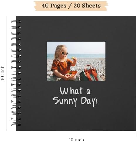 Scrapbook Photo Album 10"x10" 20 Sheets 40 Pages Hardcover Kraft Paper - Image 2