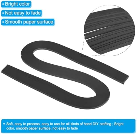 PATIKIL 600pcs Quilling Strips Paper 1/8"(3mm) 21"(54cm) Origami Paper Quilling Strip for Art DIY Hand Craft Christmas, Black - Image 3