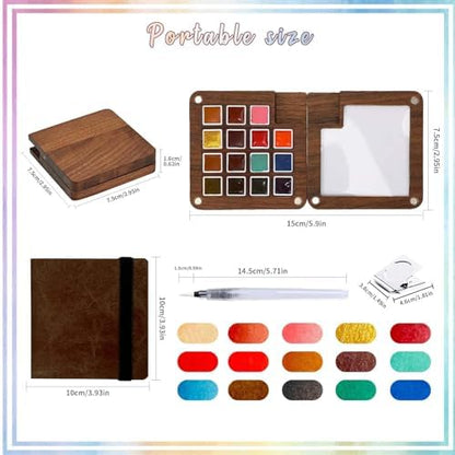 Travel Watercolor Paint Set - Pocket 15-Color Mini Art Kit with Sketch Pad - Image 2