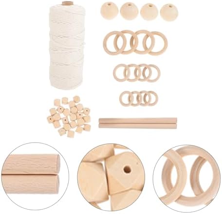 Happyyami DIY Macrame Kit Cotton Cord Wood Beads Round Rings Creative Craft Supplies for Adults Beginners Handmade Tapestry Material for Wall Hanging Projects - Image 4
