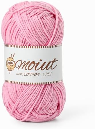 Cotton Yarn for Crocheting, Baby Yarn for Crocheting Soft, 131yds / 1.76oz Fluffy Amigurumi Crochet Yarn, 5 Ply 100% Milk Cotton Yarn for Puzzle、Socks、Clothes(Deep Pink) by OMoiut
