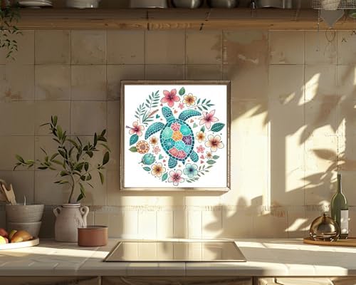 HKLIOPU Stamped Cross Stitch Kits - Hobby Turtle Floral Embroidery Starter Kit for Adult Beginners, 11CT Needlepoint Cross-Stitch Patterns Dimensions Kit Arts and Crafts 16x16 inch - Image 4