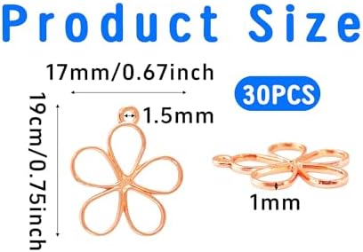 30PCS Open Bezel Pendants, Hollow Flower Alloy Frame Charms for Resin Jewelry Making, DIY Earrings Necklace Bracelet Craft Supplies - Image 2