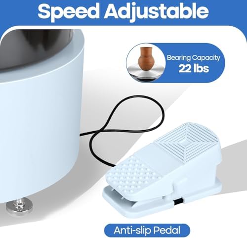 MZOKUU Pottery Wheel for Adults 11 Inch 450W Electric Ceramic Forming Machine Foot Pedal Control Adjustable 50-300RPM Speed ABS Detachable Basin Sculpting Tools Kit Arts Craft DIY Gift (White) - Image 3